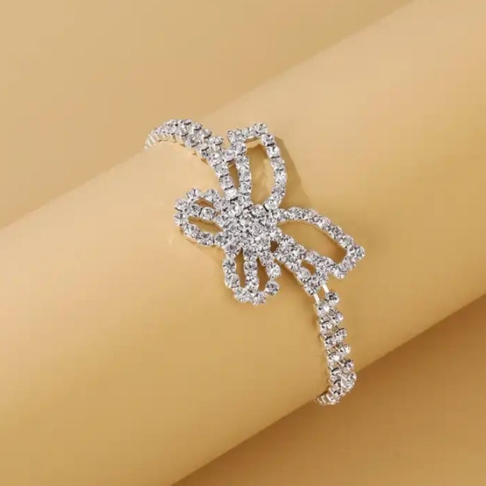 3 for 26 - Crystal Silver Butterfly Anklet